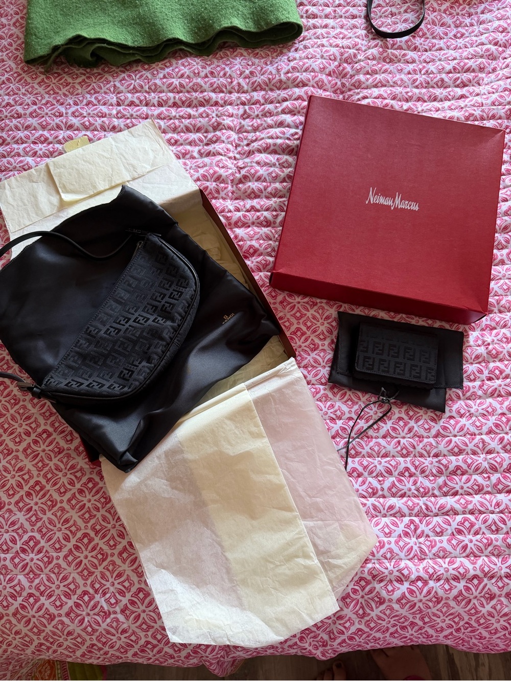 Y2K Vintage Black Zucchino Monogram Fendi Mini Purse and Matching Wallet - Picture 2 of 14